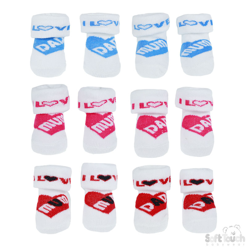 Infants Socks I Love Mum/Dad No.S246